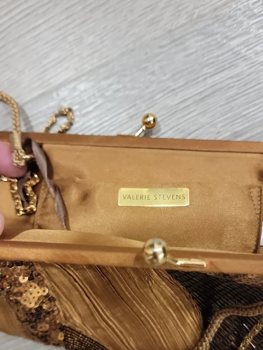 Valerie Stevens Gold Sequin Woven Clutch